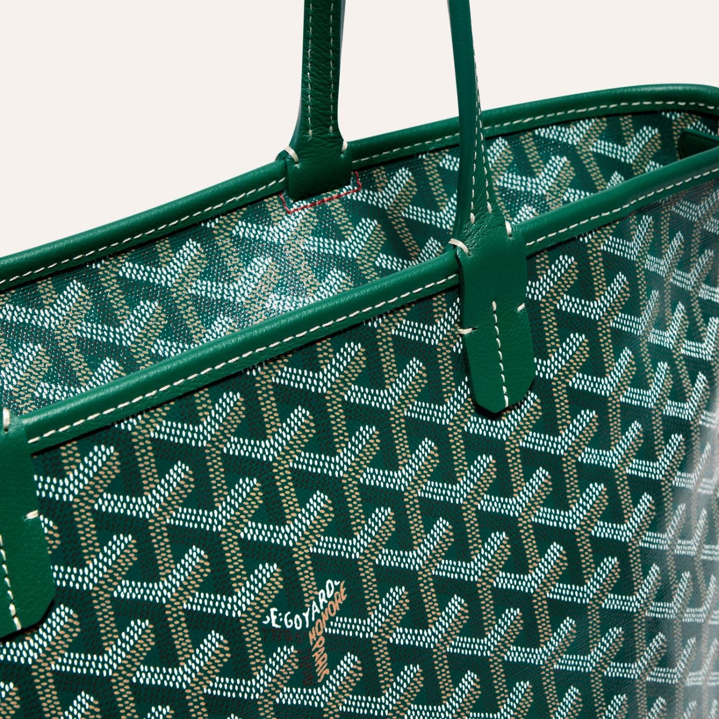 Goyard Goyardine Artois Tote PM Green Canvas & Chevroches Calfskin Palladium Hardware - Image 4